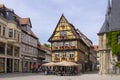 Quedlinburg, Germany, July 2022: The main square Markplatz, landmark houses