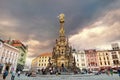 Main square and monument Holy Trinity Column in old town of Olomouc. Czech Republic