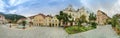 The main square with old buildings and Parish Church in the charming little town of Frohnleiten in the district of Graz-Umgebung,