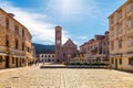 Main square in old medieval town Hvar. Hvar is one of most popular tourist destinations in Croatia in summer. Central Pjaca square Royalty Free Stock Photo