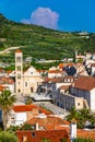 Main square in old medieval town Hvar. Hvar is one of most popular tourist destinations in Croatia in summer. Central Pjaca square Royalty Free Stock Photo