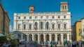 Main square piazza Vecchia in an Italian town Bergamo timelapse. Library and historic buildings. Royalty Free Stock Photo