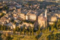 The main square in Pienza, photo from above, taken from the drone