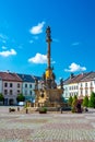 The Main Square and the Plague Column built in 1717-1720 in the Moravian Trebova (Moravska Trebova) Royalty Free Stock Photo