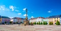 The Main Square and the Plague Column built in 1717-1720 in the Moravian Trebova (Moravska Trebova) Royalty Free Stock Photo