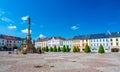 The Main Square and the Plague Column built in 1717-1720 in the Moravian Trebova (Moravska Trebova) Royalty Free Stock Photo