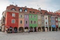 Main Square in the Poznan Old Town, Poland. Colorful buildings located on a main square of Poznan City. Facades of colorful houses