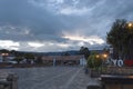 GUatavita Colombian town Main square scene at blue hour