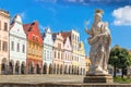 Main square of Telc. South Moravia, Czech Republic - Watercolor style