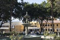 main square and water fountain of the city of huanuco peru