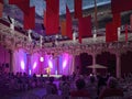 Main stage of the storytelling marathon in the courtyard of the lions of the Palacio del Infantado in Guadalajara, audience in the