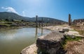The main street of ancient Patara Lycia city. Now it flooded as a pond. Mediterranean coast of Turkey. Architecture Art and
