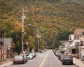 Main Street with autumn color in Phoenicia, Catskill Mountains, New York Royalty Free Stock Photo