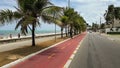 Main street with bike path in front of the beach in Joao Pessoa, Paraiba, Brazil Royalty Free Stock Photo