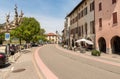Main street of Bissone, is a Swiss municipality of Ticino, overlooks of Lake Lugano, Switzerland