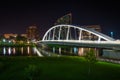 The Main Street Bridge and Scioto River at night, in Columbus, Ohio Royalty Free Stock Photo