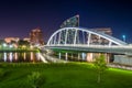 The Main Street Bridge and Scioto River at night, in Columbus, Ohio Royalty Free Stock Photo