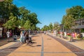 The main street with crowds of people walking down the Palanga