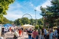 The main street with crowds of people walking down the Palanga