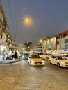 A main street in downtown Baghdad at night Royalty Free Stock Photo