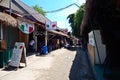 The main street in Gili Trawangan, this is a popular tourist area with many shops and beach bars