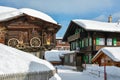 Main street with historical wooden houses in village of Murren Royalty Free Stock Photo