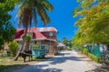 Main Street Of La Passe On La Digue Royalty Free Stock Photo