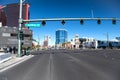 The main street of Las Vegas with hotels walking areas and high traffic