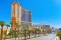 Main street of Las Vegas is the Strip. Casino, hotel and resort Palazzo Royalty Free Stock Photo