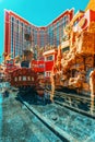 Main street of Las Vegas is the Strip. Casino, hotel and resort Treasure Island Royalty Free Stock Photo