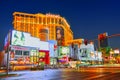 Main street of Las Vegas-is the Strip in evening time. Casino, hotel and resort- Planet Hollywood Royalty Free Stock Photo
