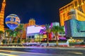 Main street of Las Vegas-is the Strip in evening time. Casino, hotel and resort- Planet Hollywood Royalty Free Stock Photo