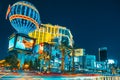 Main street of Las Vegas-is the Strip in evening time. Casino, hotel and resort- Planet Hollywood Royalty Free Stock Photo