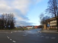 Main street and old homes, Lithuania Royalty Free Stock Photo