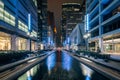 Main Street Square at night, in downtown Houston, Texas