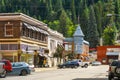 The Main Street which runs through the historic 1800`s mining town of Wallace, Idaho, part of the Superfund site in Silver Valley Royalty Free Stock Photo