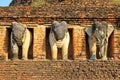 Elephants Statue At Wat Chang Lom, Sukhothai, Thailand Royalty Free Stock Photo