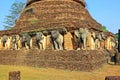 Elephants Statue At Wat Chang Lom, Sukhothai, Thailand Royalty Free Stock Photo