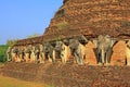 Elephants Statue At Wat Chang Lom, Sukhothai, Thailand Royalty Free Stock Photo