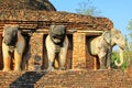 Elephants Statue At Wat Chang Lom, Sukhothai, Thailand Royalty Free Stock Photo