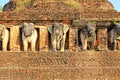 Elephants Statue At Wat Chang Lom, Sukhothai, Thailand Royalty Free Stock Photo