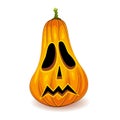 Orange unusual funny pumpkin with smile for your design for holiday Halloween on white background. Vector illustration