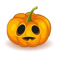 Orange unusual funny pumpkin with smile for your design for holiday Halloween on white background. Vector illustration