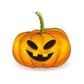 Orange unusual funny pumpkin with smile for your design for holiday Halloween on white background. Vector illustration