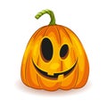 Orange unusual funny pumpkin with smile for your design for holiday Halloween on white background. Vector illustration