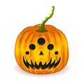 Orange unusual funny pumpkin with smile for your design for holiday Halloween on white background. Vector illustration