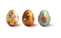 Set of realistic Easter eggs with floral tracery on a white background.The main symbols of the spring holiday. Vector