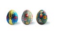 Set of realistic Easter eggs with floral tracery on a white background.The main symbols of the spring holiday. Vector