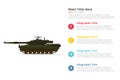 Main tank battle infographics template with 4 points of free space text description - Royalty Free Stock Photo