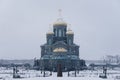 Beautiful Orthodox church in winter. main temple of the Russian Armed Forces in Patriot Park